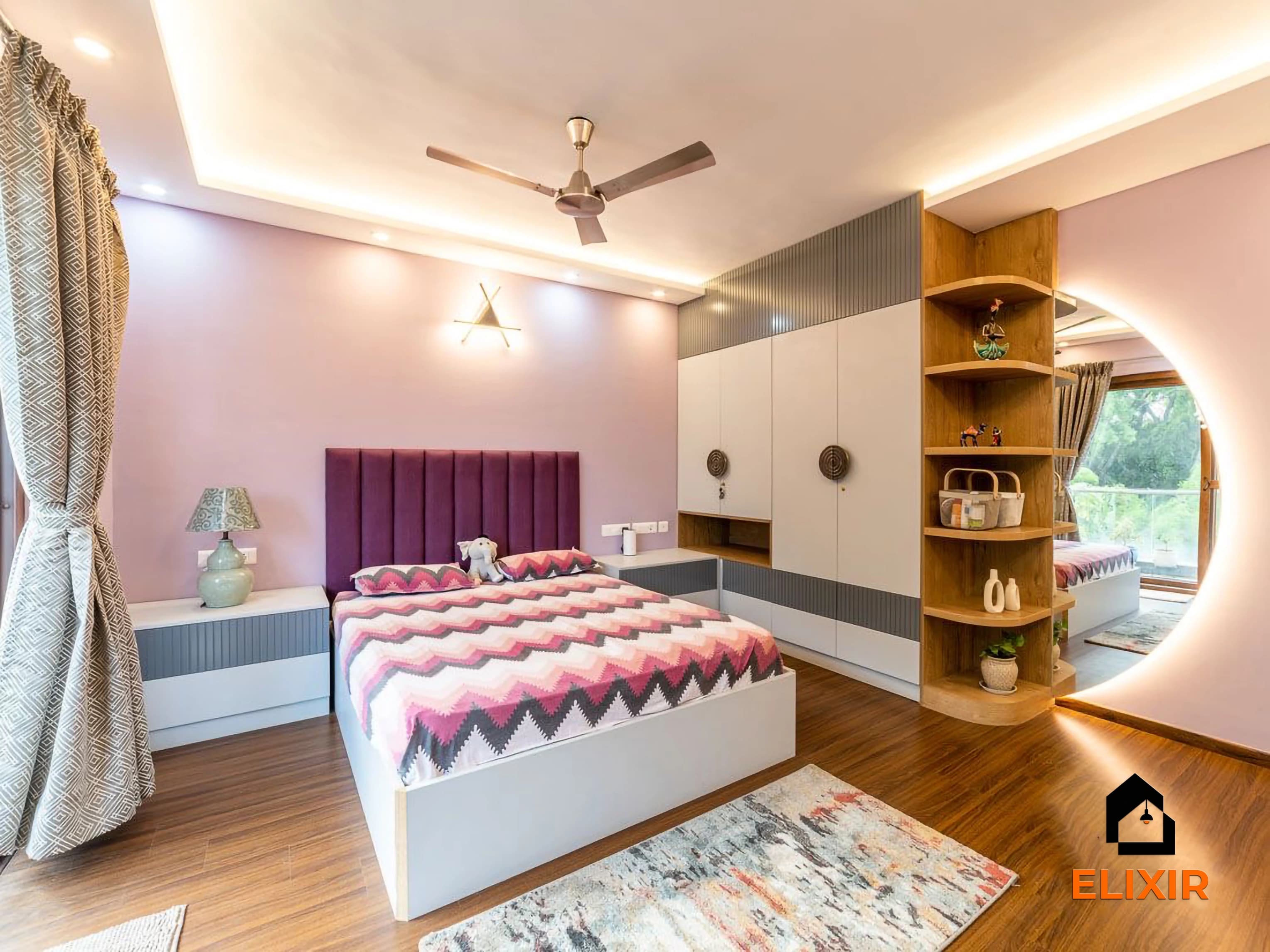 Modern living room interior design by Elixir Interiors Chennai